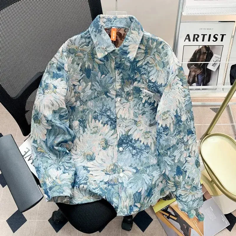 American Style Jacquard Printing Oil Painting Casual Jacket For Men.