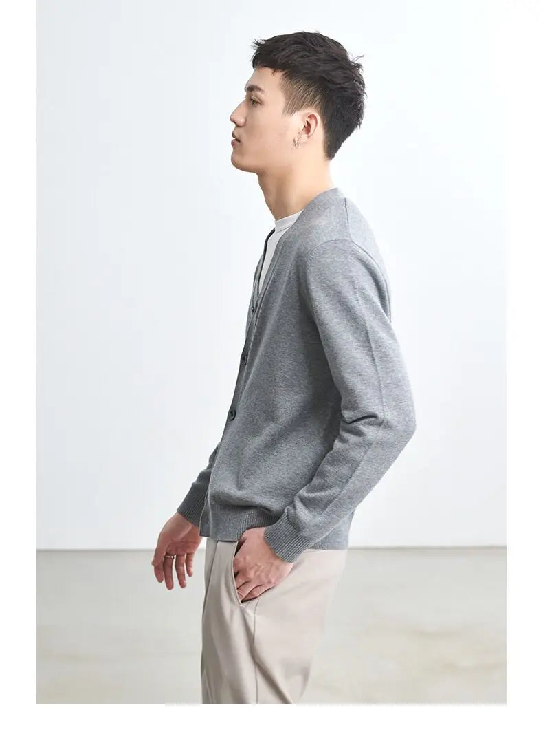 Men's Clothing Autumn Winter Long Sleeve Tops T-Shirts V-neck.