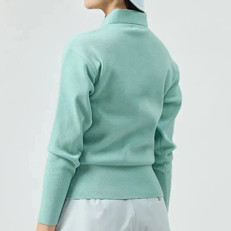 Women Pullover Sweaters Long Sleeve Golf Tops Tshirt Collar Polo Sweater .