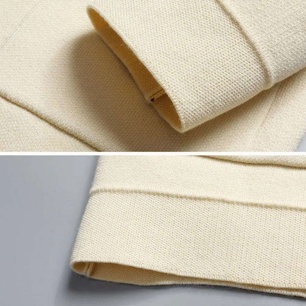 Fall Winter Men Cardigan Sweater Coloblock Turn-down.
