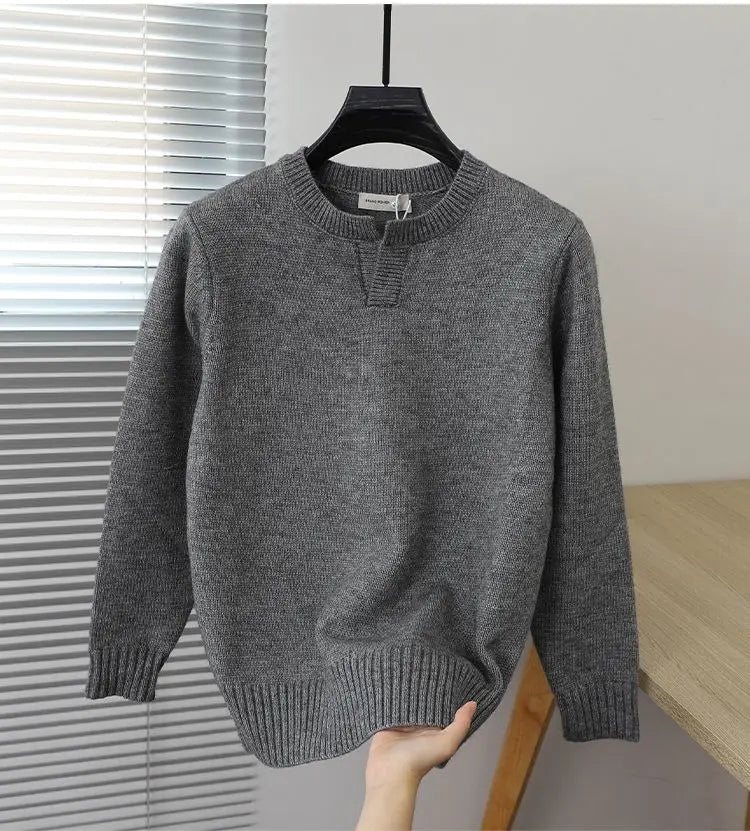 2023 Autumn and Winter Korean Edition Simple Solid Color Pullover Round Neck Soft and Versatile Popular Underlay Knitted Sweater