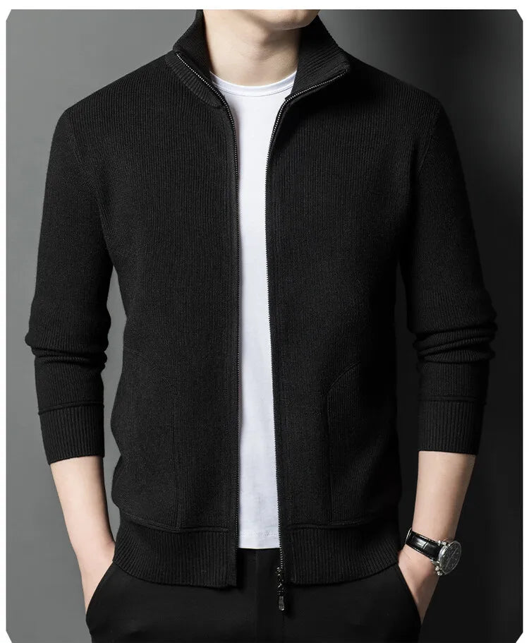 Solid Color Long-sleeved Stretch Cardigan for Men,