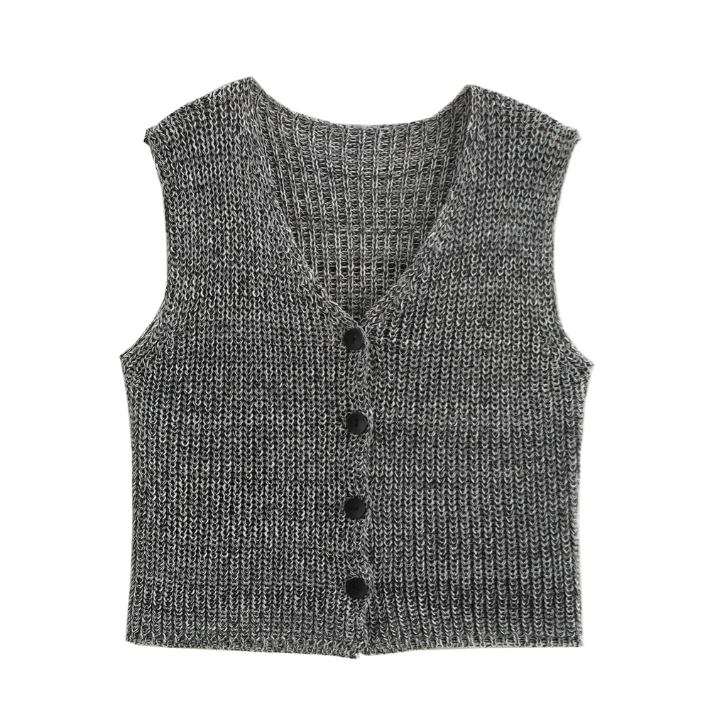 fashion temperament slim fit casual  V-neck vest short knittevd sweater.