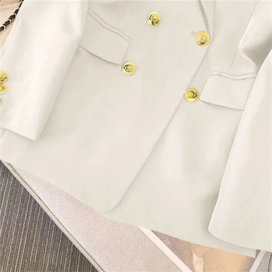 Spring Autumn Women Chic Office Lady Double Breasted Blazer .