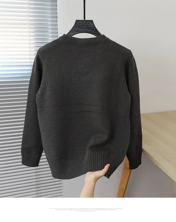 2023 Autumn and Winter Korean Edition Simple Solid Color Pullover Round Neck Soft and Versatile Popular Underlay Knitted Sweater