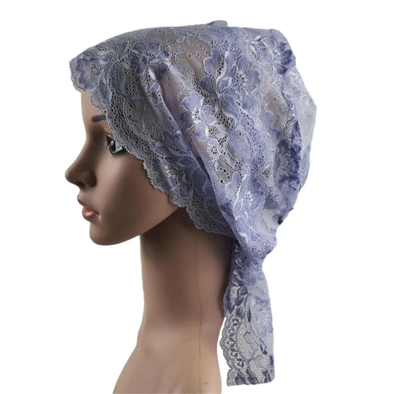 Muslim Women Head Scarf Lace Flower Underscarf Elastic Hijab  Cover Headwrap Chemo Cap Islam Headband Bonnet Turbante Mujer