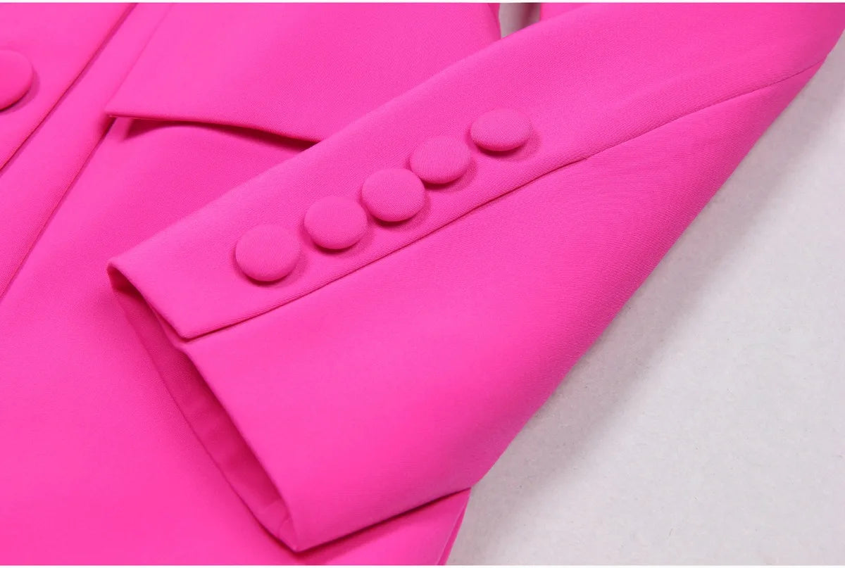 American  Fresh Fuchsia Color 3PCS Blazer Set with Bre Top and Pencil Pants .