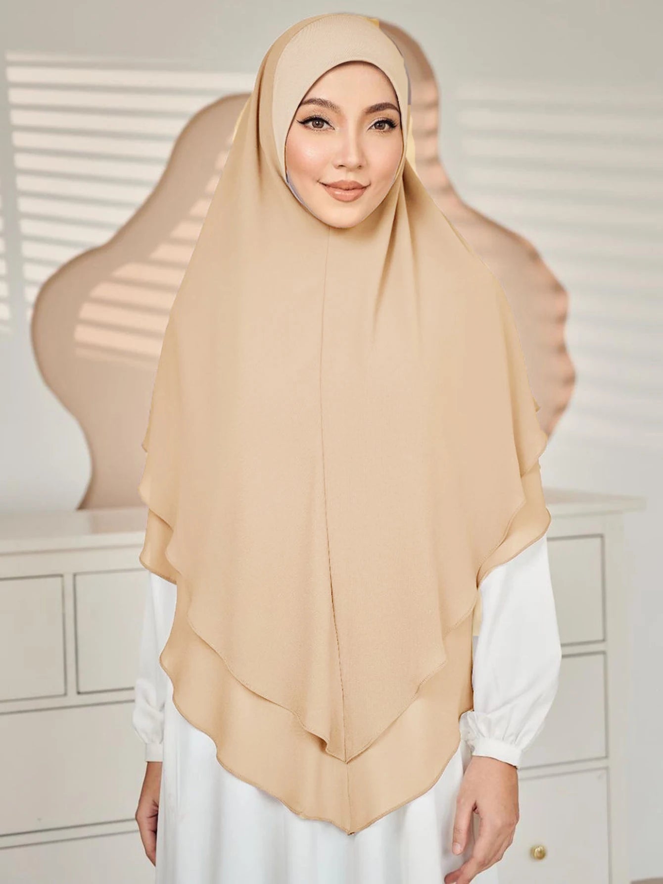 Ready to Wear Instant Hijabs Double layered Chiffon Solid Headscarf.