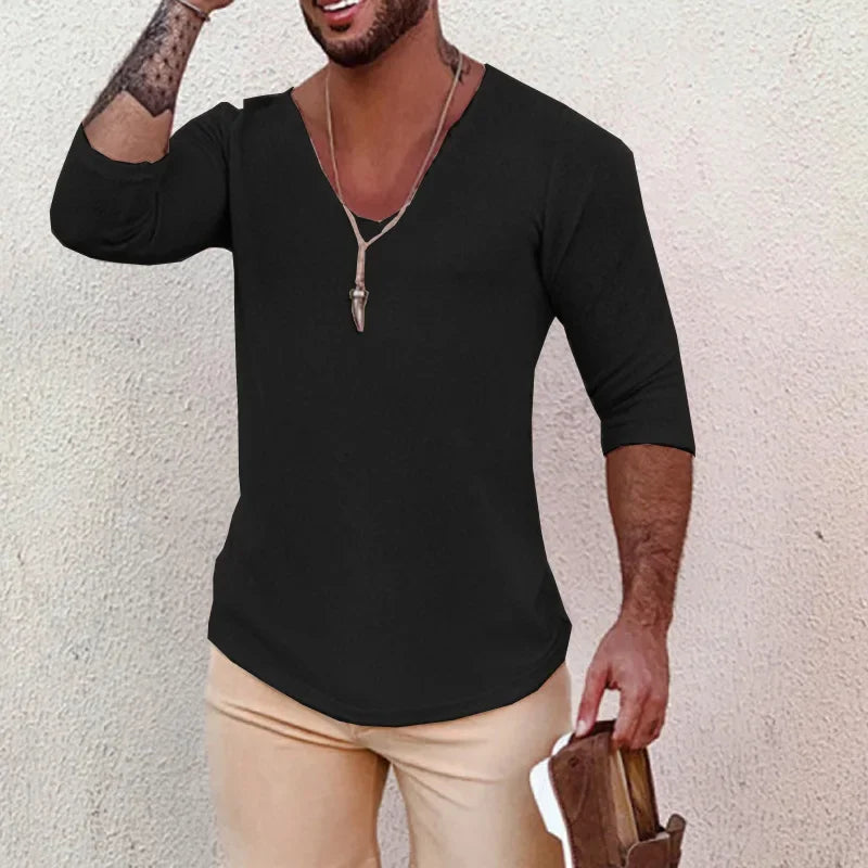 Summer Thin Style Slim Sweaters Casual Mens Clothing Knitting Tops.