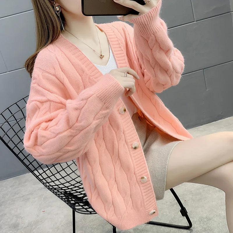 Women's Knitted Cardigan Sweater Loose Fashion .