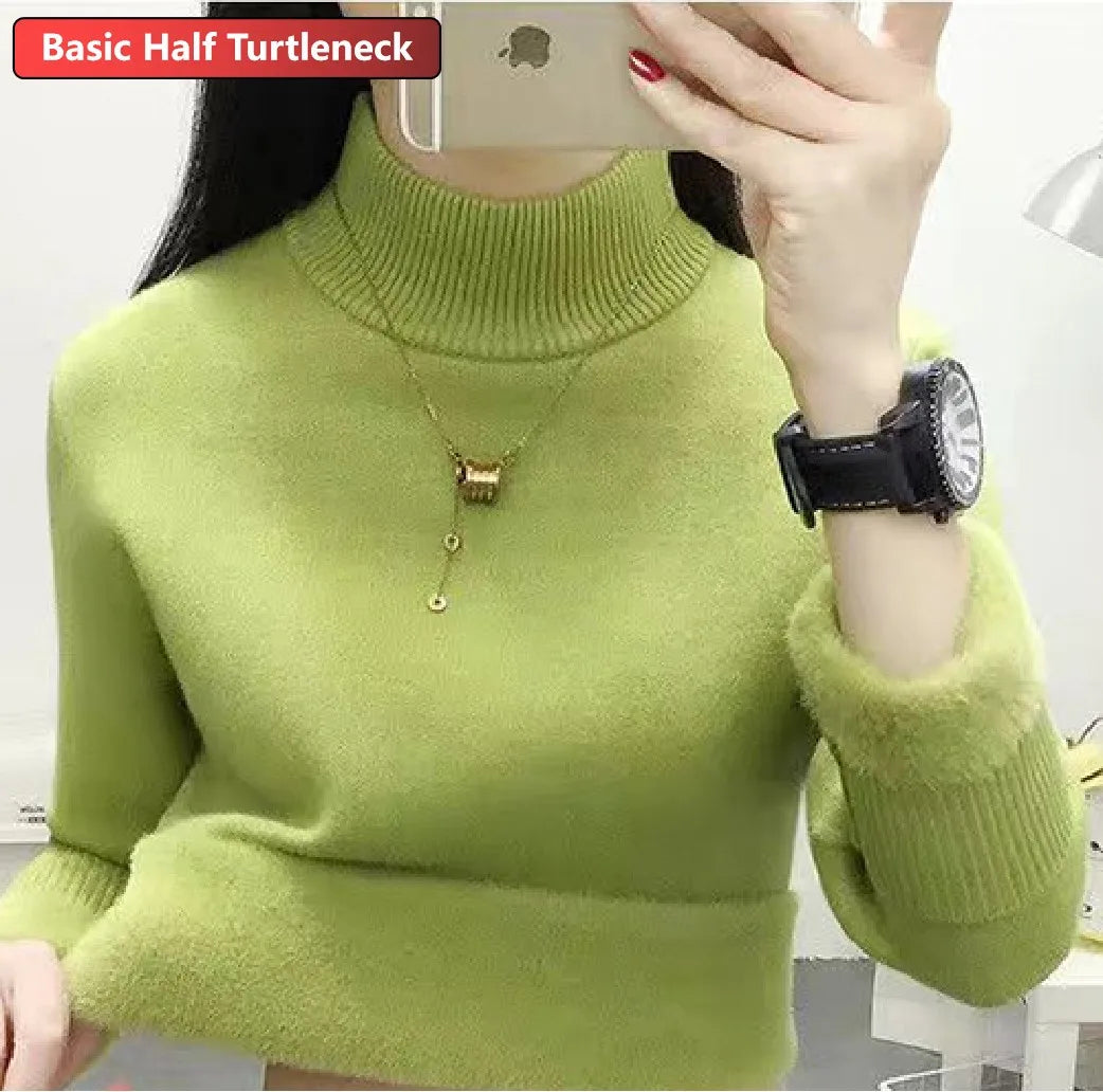 Turtleneck Winter Sweater Women Elegant Thicken Velvet.