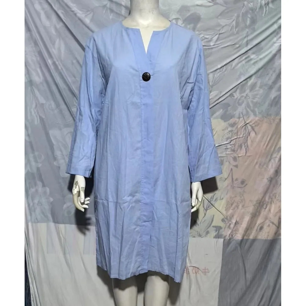 Loose V-neck Two Side Slit Pullover Dress Women's  Fahion./MH