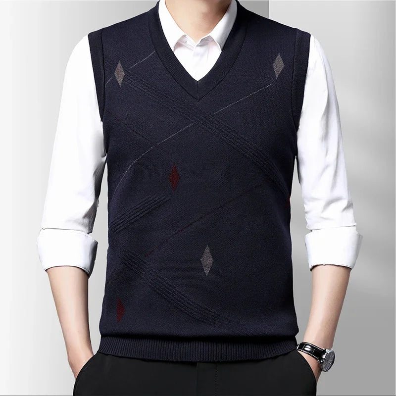 Men's Thickened Casual Sweater Tank Top Autumn and Winter Warm Men's Vest.