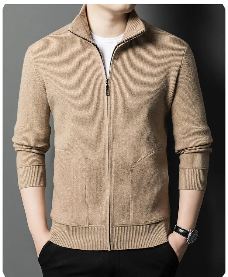 Solid Color Long-sleeved Stretch Cardigan for Men,