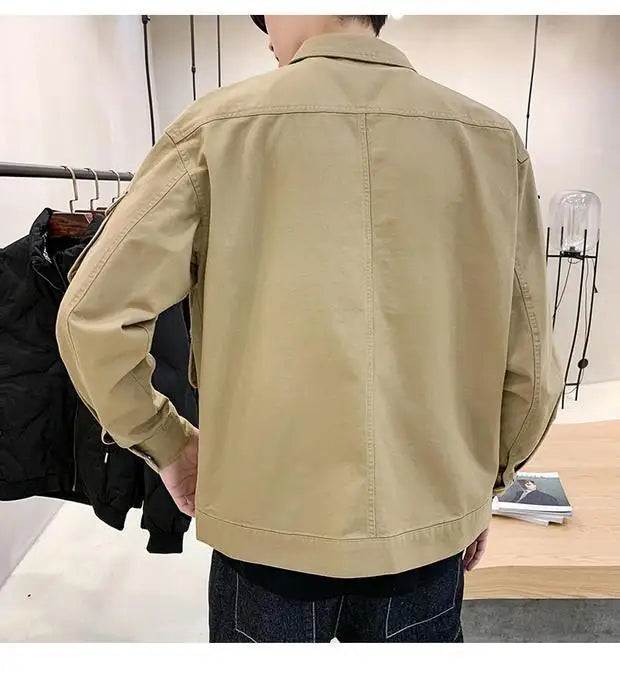 Men's Casual Jacket Spring Autumn Button Lapel Work Coat .