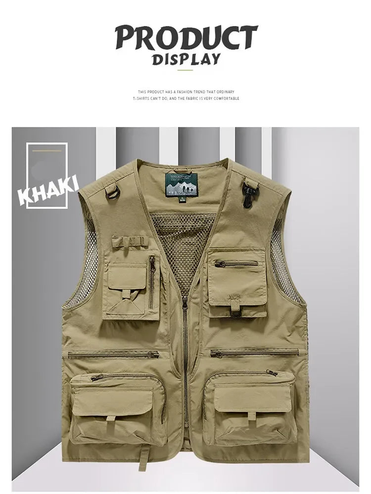 14 Pockets Summer New Men US Tactical Hiking Fishing Vest Mens.