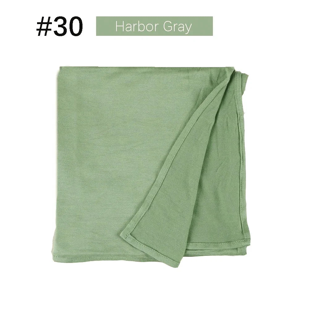 Muslim Women Stretchy Jersey Hijab Plain Cotton Jersey Hijabs  Islamic Soft Turban Head Wraps Headscarf 170X60cm