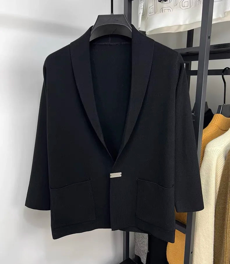 High end men fashion shawl collar knitted cardigan.