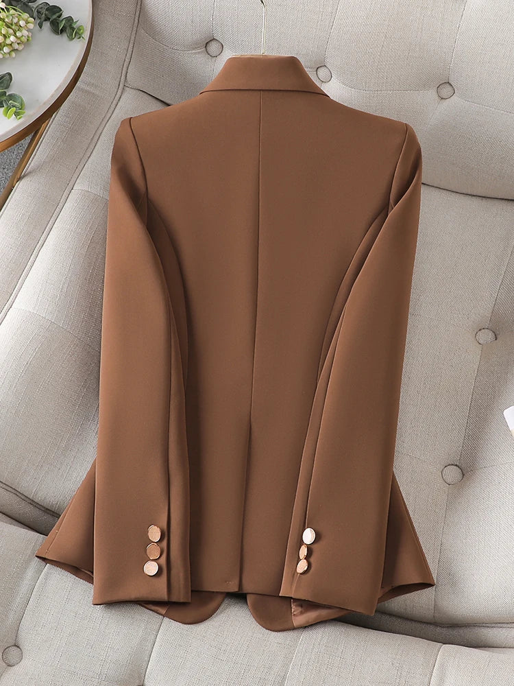 Office Ladies Formal Blazer Women Beige Coffee Black Female Work .