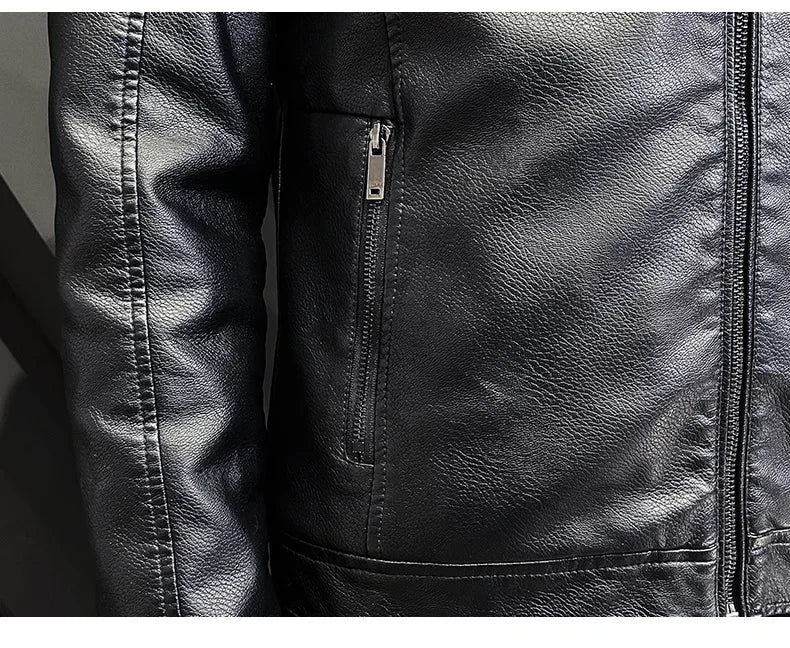 Brand Leather Jacket Men's Winter Motorcycle Clothes Leanther Jacket .