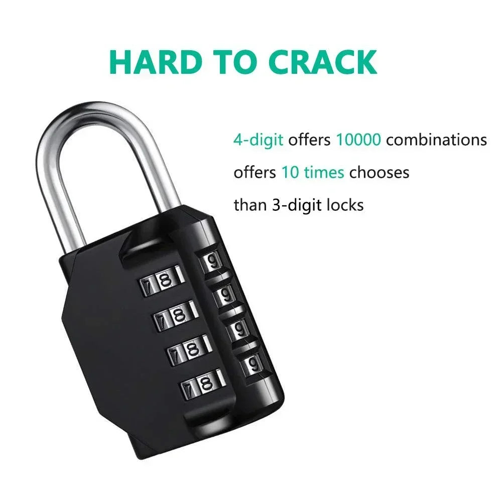 2pcs Combination Lock Resettable 4 Digit Padlock Combination Waterproof.