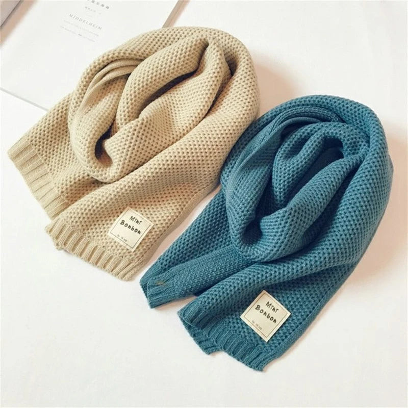 Kids Scarf Autumn Winter Korean Fashion Children's Knitting Baby Bib Wool Knitting Winter Versatile Female Warm Girl Boy