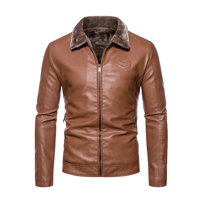 Brand Leather Jacket Men's Winter Motorcycle Clothes Leanther Jacket .