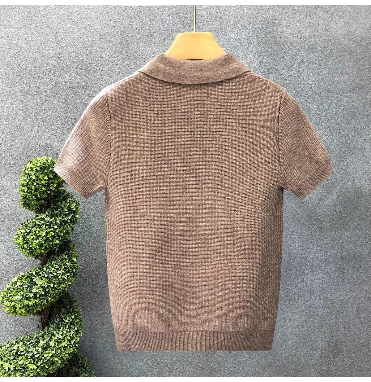 Men's Polo Shirt, Korean Style Slim Fit Collar Solid Color Casual Thin Sleeve Trendy Knit Top