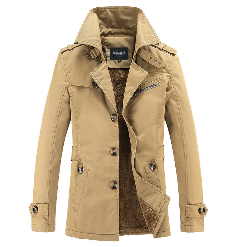 Men Long Winter Jackets Slim Fit Warm Trench Coats .