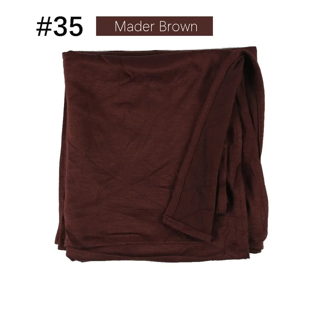 Muslim Women Stretchy Jersey Hijab Plain Cotton Jersey Hijabs  Islamic Soft Turban Head Wraps Headscarf 170X60cm