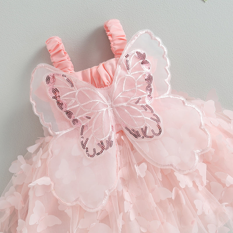 Pudcoco Princess Baby Girl Tutu Dress Sleevless Butterfly Tulle Lace Photography Dresses Summer Outfits