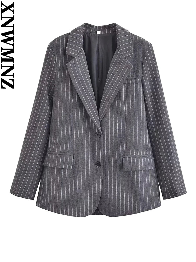 XNWMNZ  Women's Fashion Pinstripe Blended Blazer.