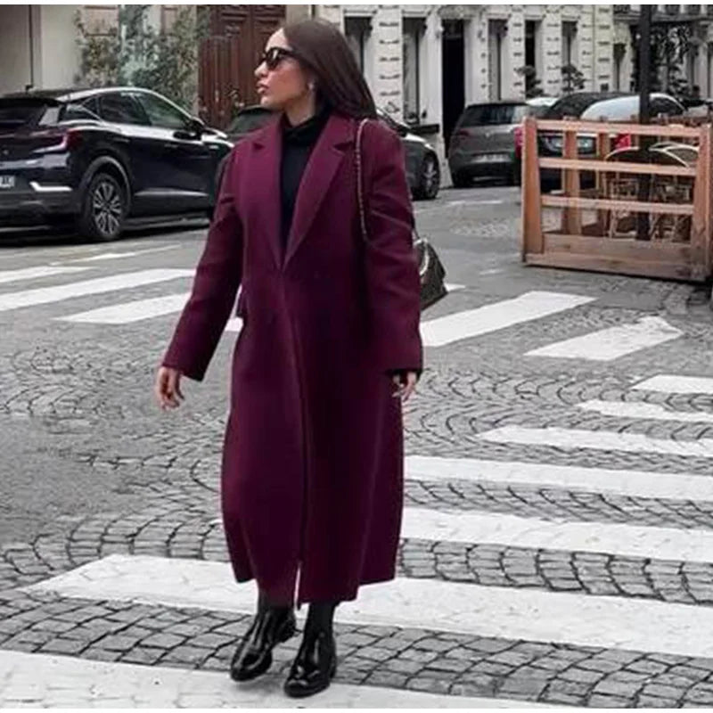 Faux Fur Long Jackets Women Casual Loose Lapel Double Breasted.