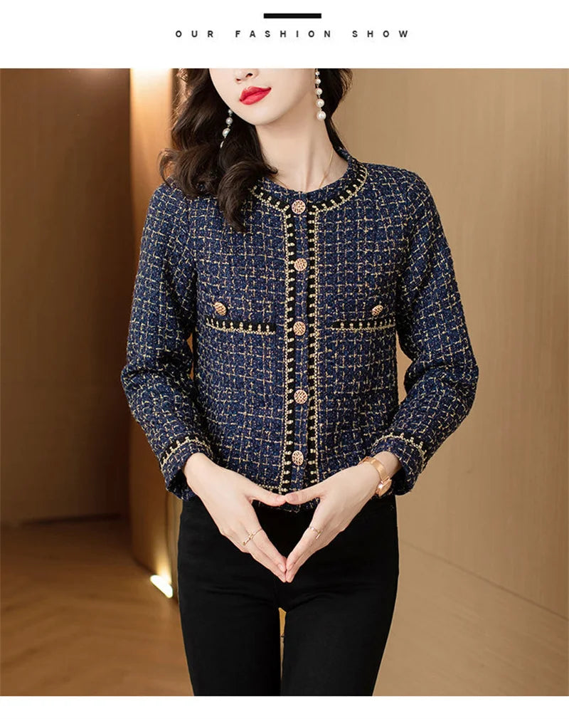 French Vintage Small Fragrance Tweed Jacket Coat Women's .