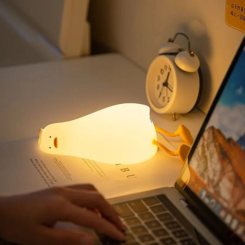 LED Cute Duck Nightlight USB Rechargeable Night Lamp Touch Sensor.