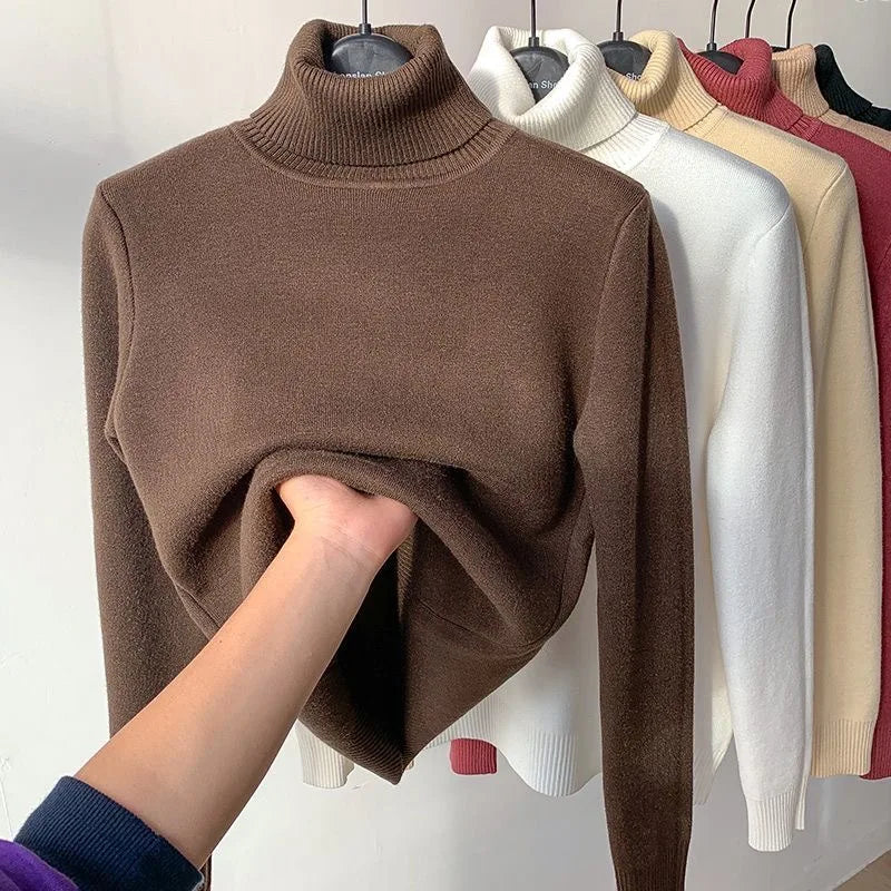 Turtleneck Winter Sweater Women Elegant Thicken Velvet.