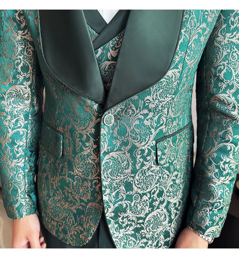 Spring  Men's British Style Business Casual Three-Piece Suit .