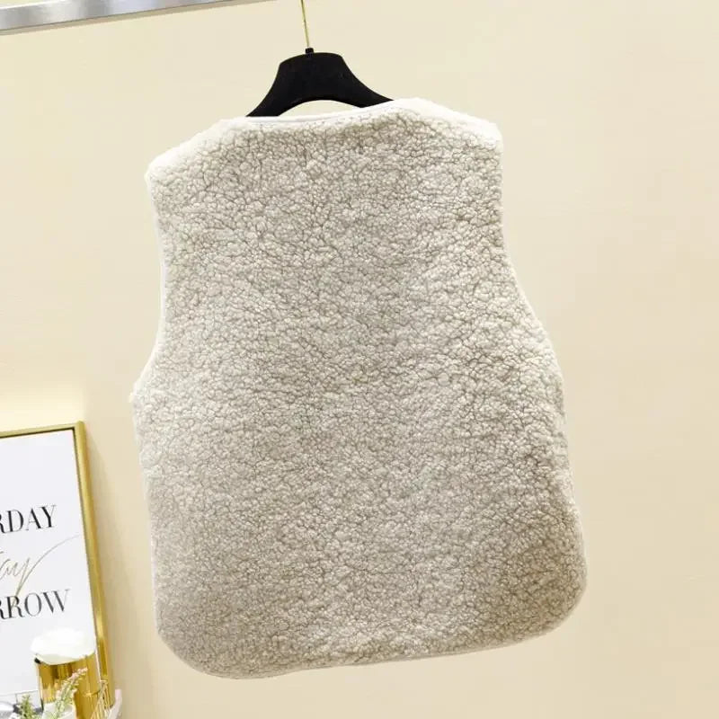 Vests New Spring Autumn Women Button Waistcoat Lamb Hairs .