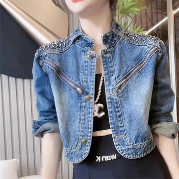 Women's Denim Jacket New Advanced Sense Unique Ladies.