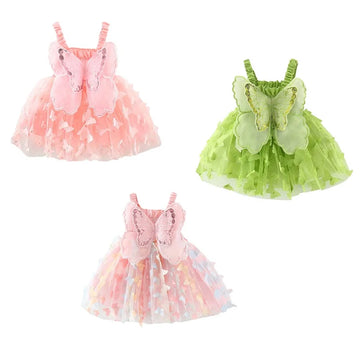 Pudcoco Princess Baby Girl Tutu Dress Sleevless Butterfly Tulle Lace Photography Dresses Summer Outfits