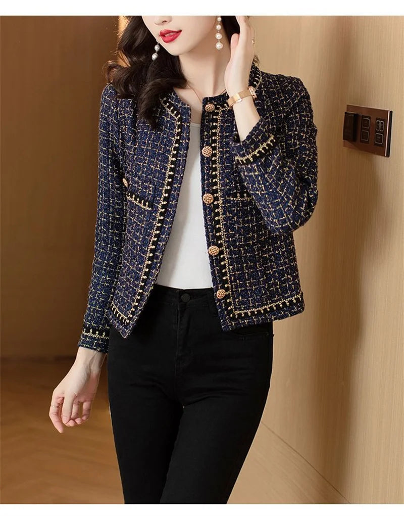 French Vintage Small Fragrance Tweed Jacket Coat Women's .