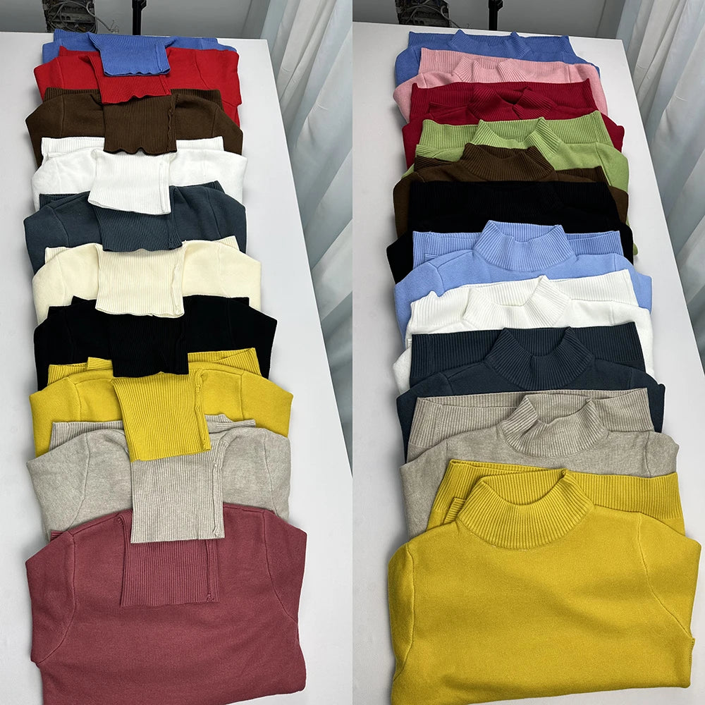 Turtleneck Winter Sweater Women Elegant Thicken Velvet.