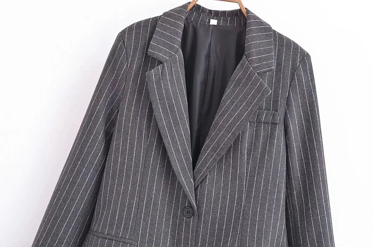 XNWMNZ  Women's Fashion Pinstripe Blended Blazer.
