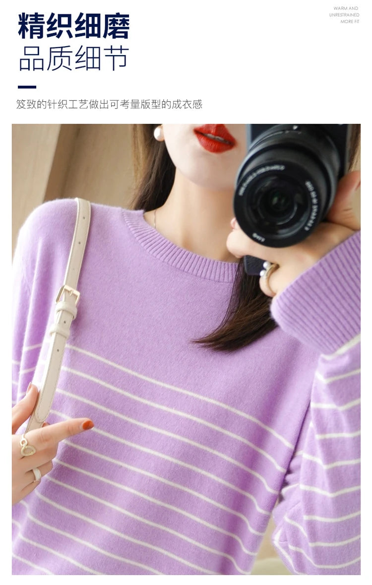 100% Cotton Knitted Sweater Women's Sweater .