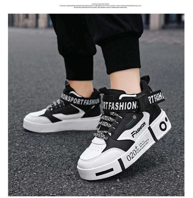 Kids Fashion Sports Shoes Boys High Top Board Shoes.