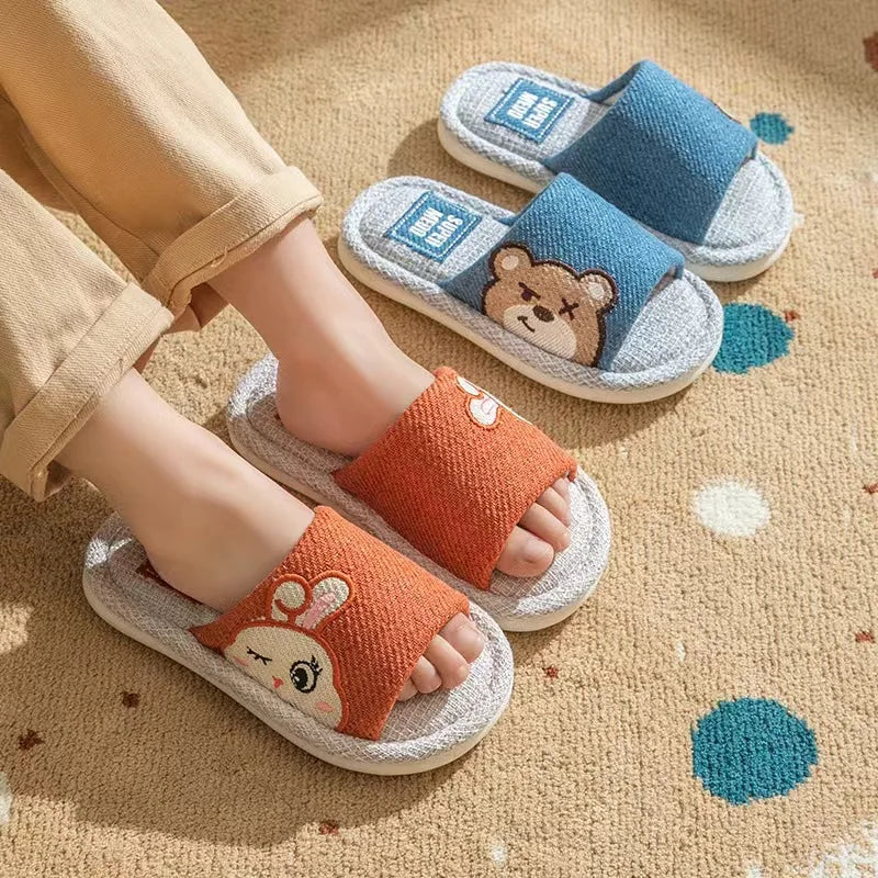 Kids Shoes Slippers Breathable Cotton Linen Boys Girls .