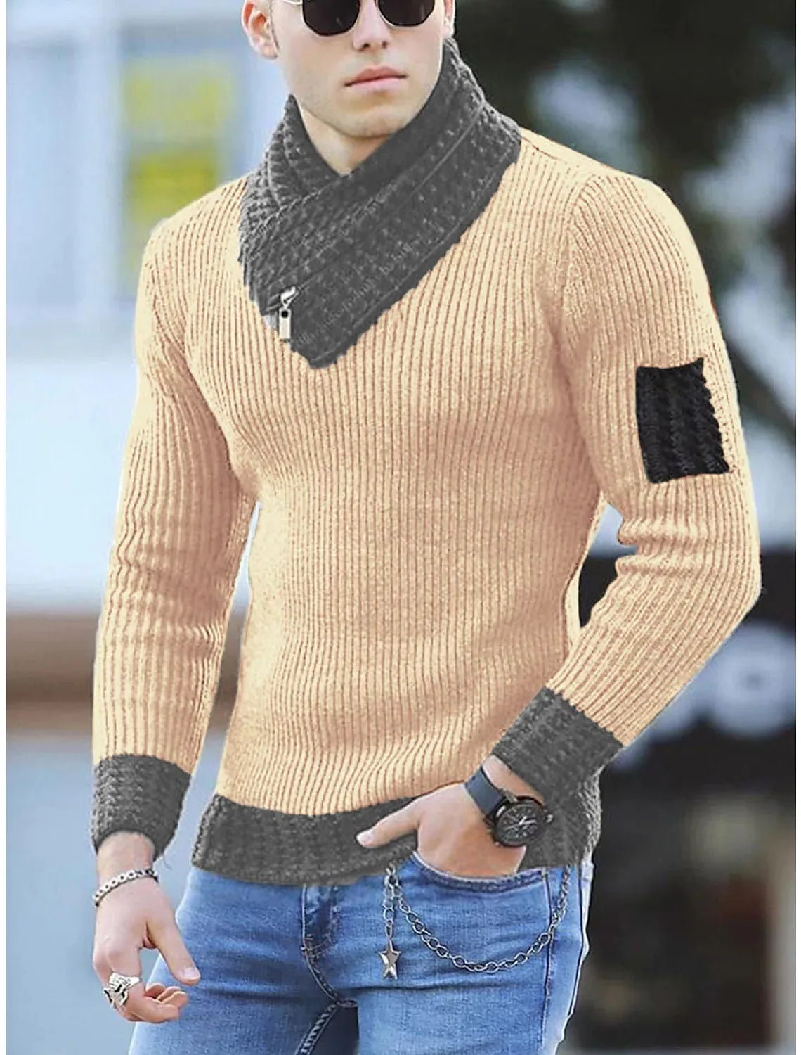 Sweater Turtleneck Men Winter Fashion Vintage Style Sweater.