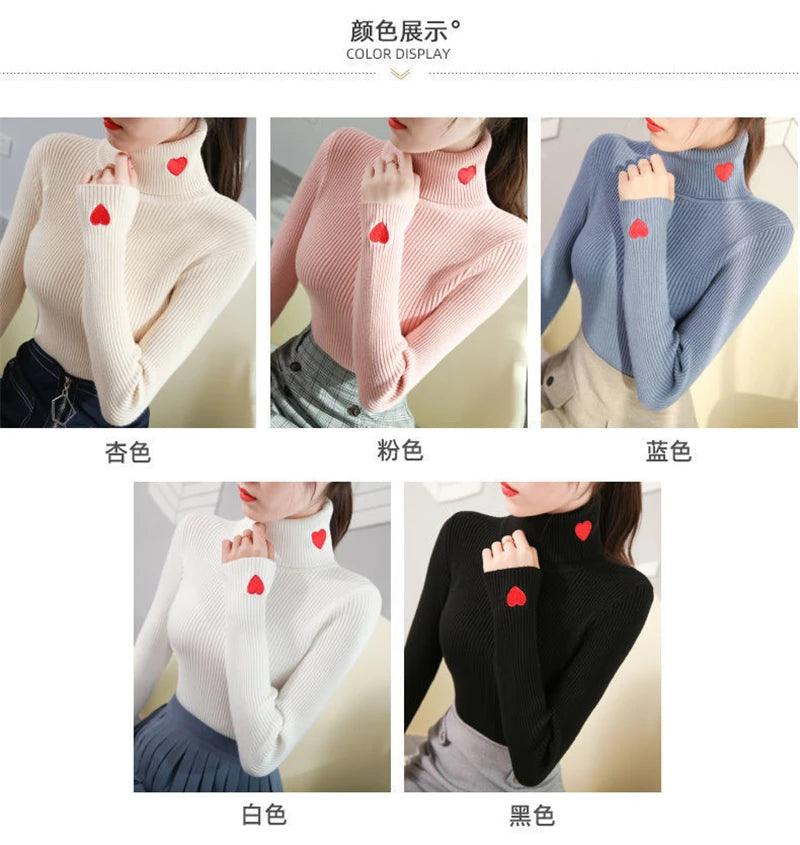 Fashion Turtleneck Pullover Sweater Elegant Long Sleeve .