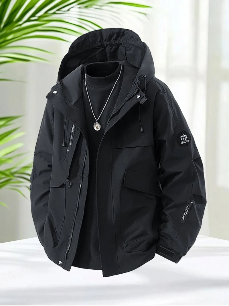 Men’s Hooded Outdoor Windbreaker Jacket Windproof Coats .