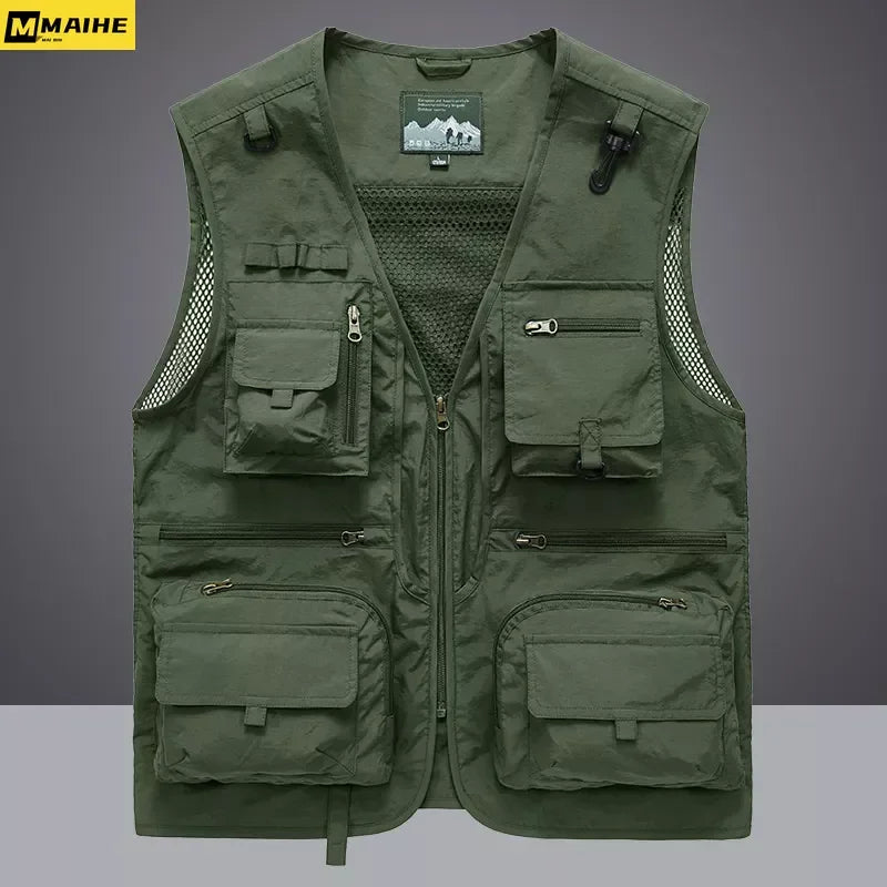 14 Pockets Summer New Men US Tactical Hiking Fishing Vest Mens.